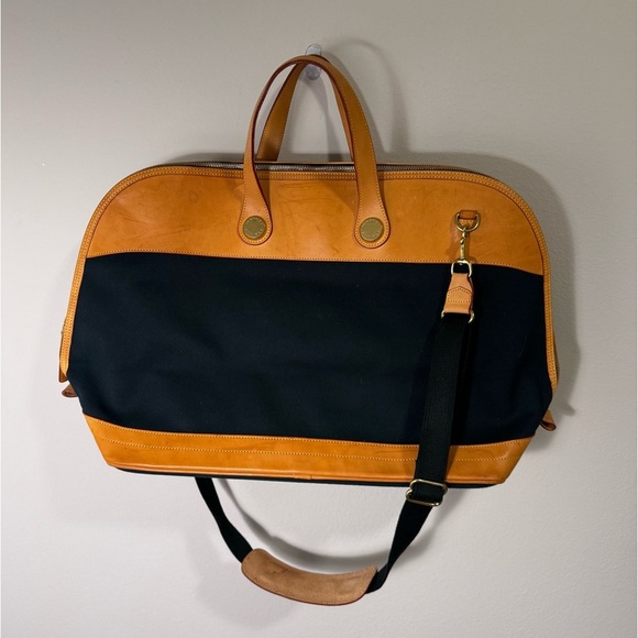 Dooney & Bourke Handbags - Dooney & Bourke Canvas and Leather Cabriolet Weekender bag - tan and dark green